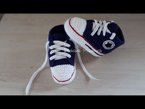 Tênis tipo Converse All Star by Elidiane Madeira - YouTube | Crochet baby  shoes, Crochet baby boots, Baby shoes