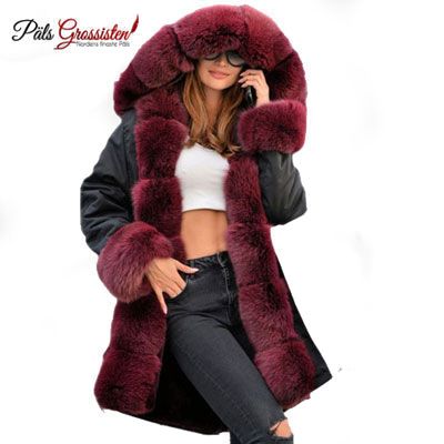 Roiii Women Winter Faux Fur Hooded Long Jacket Coats Plus Roiii Women Winter Faux Fur Hooded Long Jacket Coats Plus