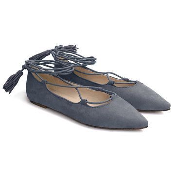 gray suede pointed toe flats