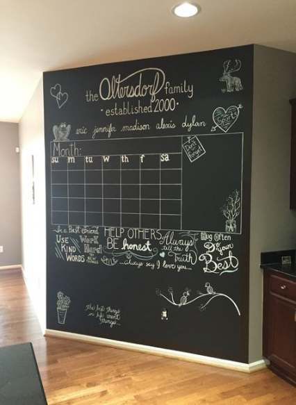 Framed Chalkboard Wall Makes It Look Like A Giant Chalkboard