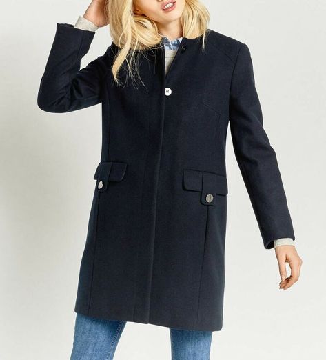 Oasis Navy Collarless Feminine Trench Occasion Dress Jacket Coat 6 to 16 New