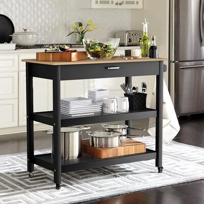 Latitude Run 40 Kitchen Island With Locking Wheels In 2022 Home Depot Renovation Remodel Latitude Run 40 Kitchen Island With, Black Rolling Kitchen Island