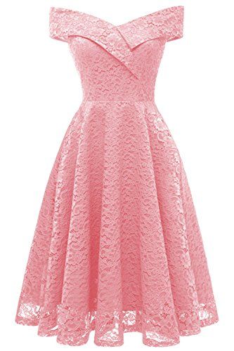 Women Floral Lace Bridesmaid Party Dress Short Prom Dress V Neck Pink-XL