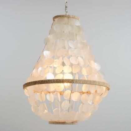 Brown Wood And Iron 4 Light Valencia Chandelier Pendant Lamp White Bead Valencia Chandelier Pendant Lamp, Capiz Light Fixture World Market