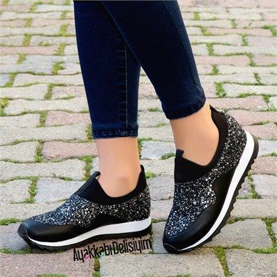 Tatum Siyah Lame Pullu Spor Ayakkabi Ayakkab Pullu Siyah Tatum Costumizacao De Sapatos Sapatos Femininos Sapatos