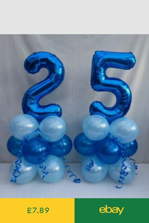 13th BIRTHDAY FOIL BALLOON DISPLAY AGE 13 BOYS BLUE TABLE CENTREPIECE