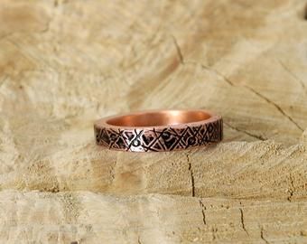 Textured Hammered Copper Ring