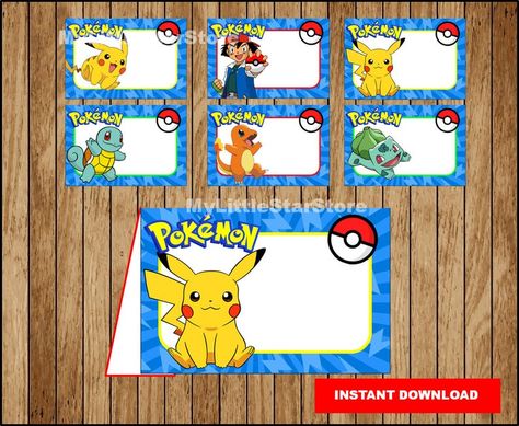 Pokemon Food labels, Printable Pokemon Food tent cards, Pokemon party Food labels Instant ...