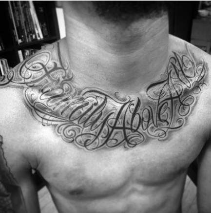 Letters To Live By Tattoos Chest Tattoo Lettering Tattoo Lettering Tattoo Font For Men