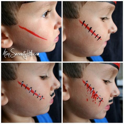 Halloween Face Painting A Simple Pirate Atop Serenity Hill Face Painting Halloween Pirate Face Paintings Face Painting Easy