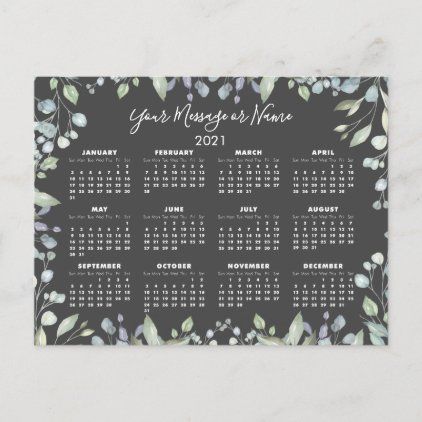 2021 Calendar Floral Greenery Your Message Or Name Holiday Postcard Zazzle Com Holiday Postcards 2021 Calendar Planner Calendar 2021 postcard calendar printable