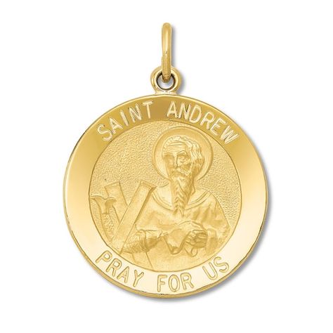 14k Yellow Gold Saint Andrew Medal Charm