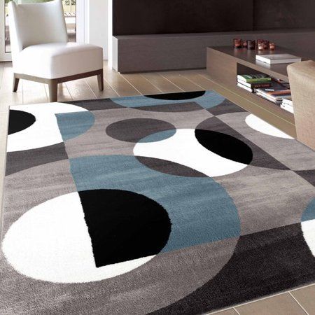 Large Small Runner Duck egg Blue Modern Rugs Living Room Bedroom Block Design