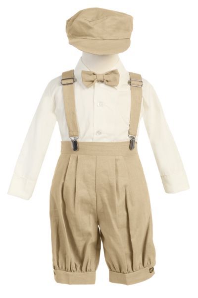 9 Months Infant and Toddler Linen Solid Tan 5 Piece Knicker Set