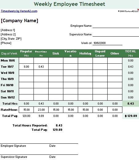 Employee Timesheet Template Weeks Timecard Template Weeks Timecard