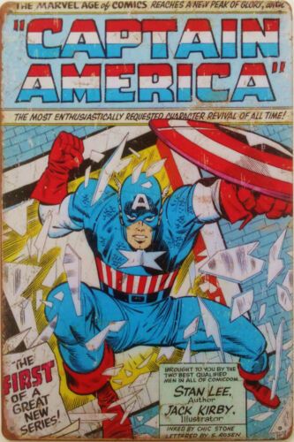 Comic Cover Captain America Retro Vintage Metal Wall Sign