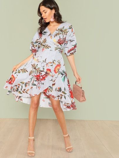 Pin på blommig fashion Blommig klänning med bardot krage | SHEIN SE