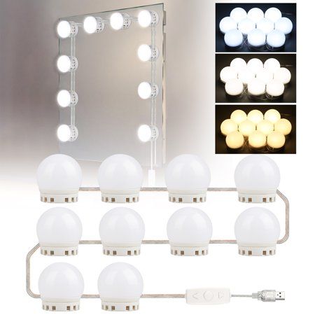 Vanity Lights For Mirror 10led Hollywood Lighted Makeup With Dimmable Bulb Stick On Led Light Kit Set Usb In 2021 Diy Hollywood Lighted Makeup Vanity Mirror, Stick On Makeup Vanity Lights