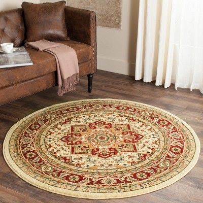 Ivory Red Fl Loomed Round Area Rug 5 3 Safavieh Rugs Ivory Red Fl Loomed Round Area Rug, Red And Ivory Round Area Rug