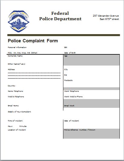 police complaint form at worddoxorg Microsoft Templates - complaint form police complaint form at worddoxorg Microsoft Templates - complaint form