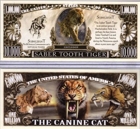 Panthera Series Million Dollar Novelty Money The Tiger