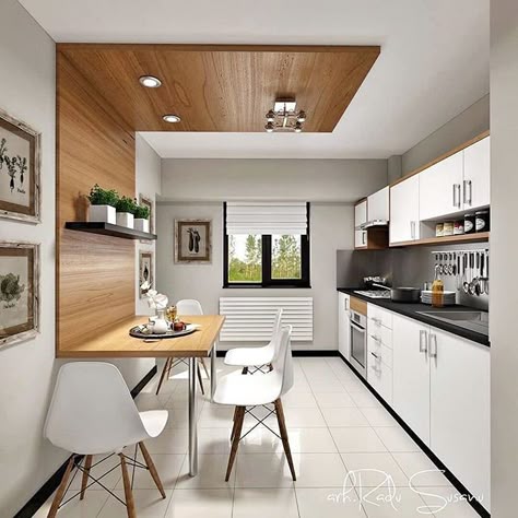 Em nosso mural de inspiração essa mesa de apoio à cozinha que sobe em um painel extendendo até o teto. Gostaram da ideia?? Arquiteturade @arquiteturadecoracao #arquiteturadecoracao #olioliteam #adcozinha Small Kitchen Tables, Kitchen Sets, Kitchen Room, New Kitchen, Kitchen Interior, Modern Kitchen, Kitchen Dining, House Interior, Kitchen Galley