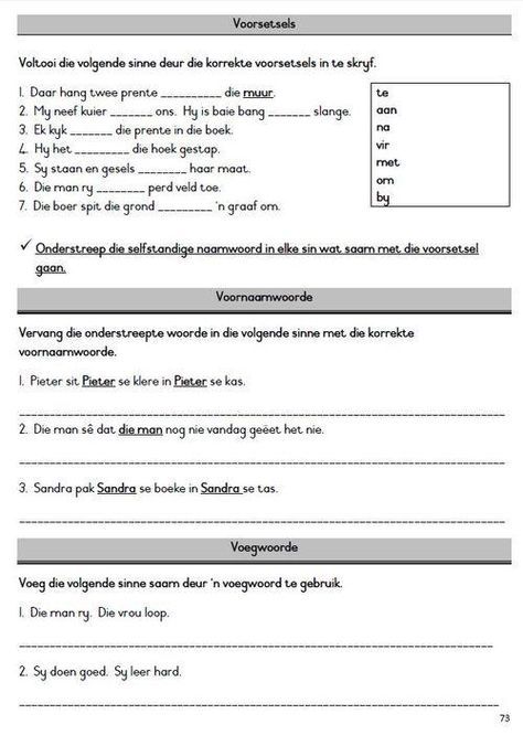 pin by motherhood without wine on afrikaans graad 4 language worksheets parts of speech worksheets afrikaans language