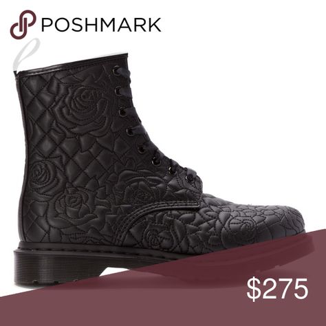 Rare Black Rose Quilted Leather Doc Martens Limited edition pretty rose quilting on this new doc marten boot. this is
