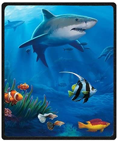 Qihua Printing Shark Sea Fish Blanket Velvet Plush Throw Blanket Bed Blankets Super Soft And Cozy Fleece Feeling Blanket F Animals Shark Fishing Fish Wallpaper