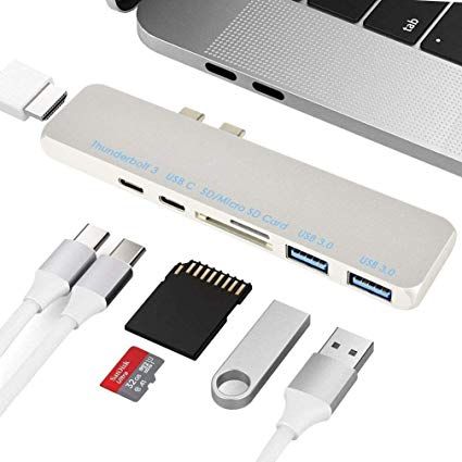 Port Gigabit Ethernet,Port de Chargement de Type C Lecteur de Carte SD//Micro SD ENKLEN Hub USB C pour MacBook Pro//Air 2017//2016//2018 Adaptateur de Type C avec Thunderbolt 3 HDMI 4K 2 USB 3.1