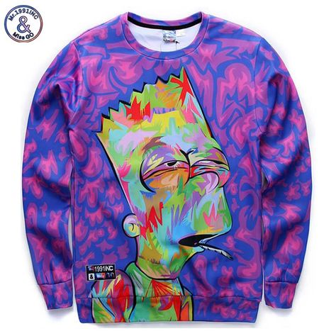 Mens NEON Rabbit for White Colored Clothes Abstract Animal Art Hooded Sweatshirt Funny Printed Pullover Hoodies Tops