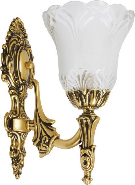 Wandlampe Messing Glas Weiss Wandleuchte Jugendstil Klassisch Wandleuchter Antik