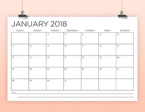 11 x 17 inch 2018 calendar template instant download 11x17 calendar template 2015