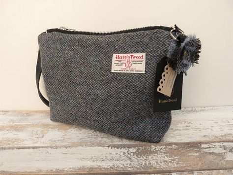 Harris Tweed Handbag With Leather Handle Handmade Tartan