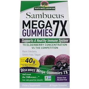 Nature S Answer サンブカスmega Gummies 7x メガグミ7x ストレングス ブラックエルダーベリー ゼラチンフリー ヴィーガングミ30粒 비건 건강한 젤라틴