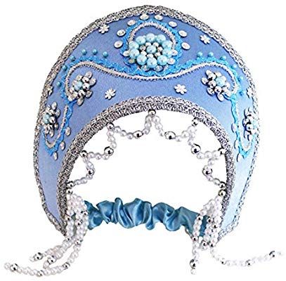Russian Traditional Folk Costume Headdress KokoshnikAlina Blue #307