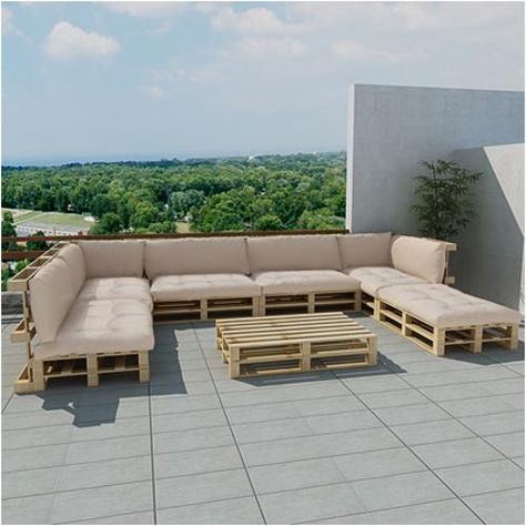 vidaxl loungeset pallet 30 naturel/beige | products - muebles con