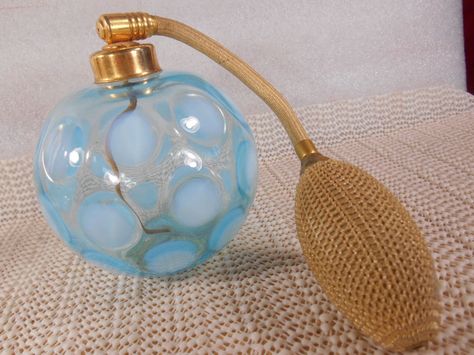 Vintage FENTON BLUE OPALESCENT COIN DOT Fenton Coin Dot Perfume Bottle