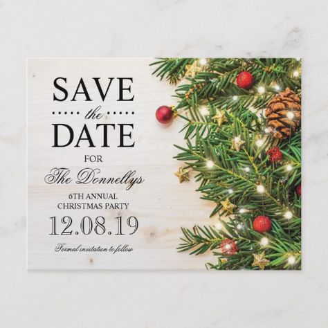holiday christmas party save the date announcement postcard in 2018
