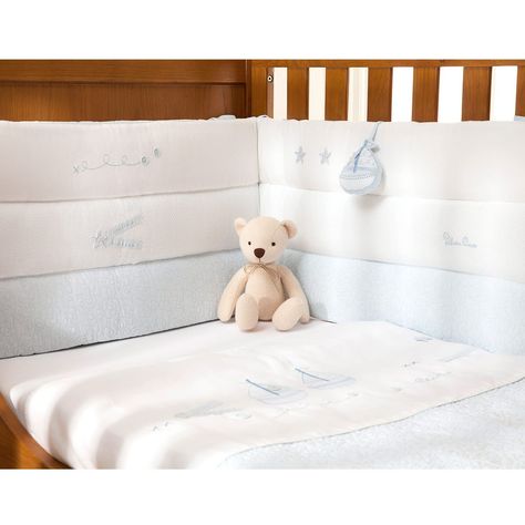 Silver Cross Bumper Vintage Blue Cot Boy Nursery