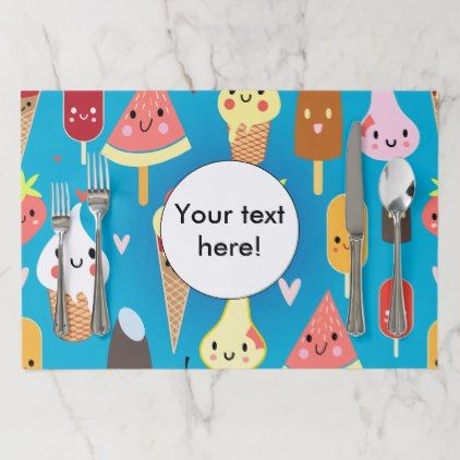 Cute Food Characters Clipart Paper Placemat Placemats Custom Party Cute Food