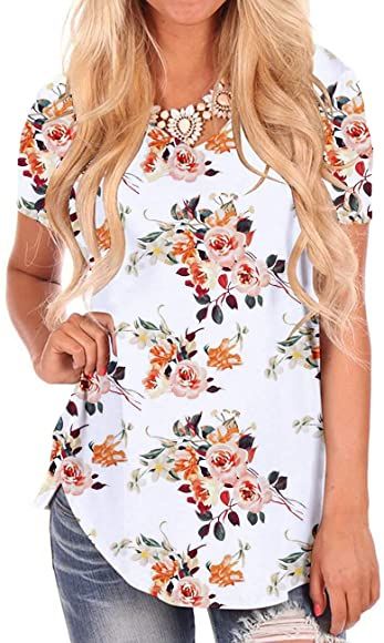 Plus Size Heart Printed Tees Casual Short Sleeve T Shirts Loose Summer Blouse Tops Malbaba Women Summer Tee