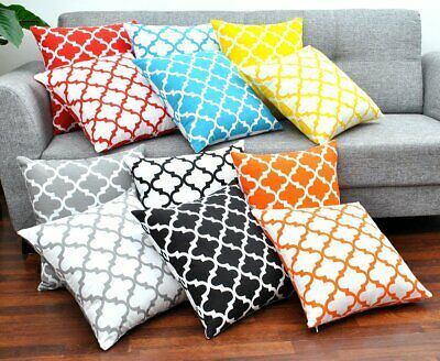 Set of 2 Throw Pillow Cover Cotton Printed Trellis Decorative Cushion 18x18 In Set of 2 Throw Pillow Cover Cotton Printed Trellis Decorative Cushion 18x18 In