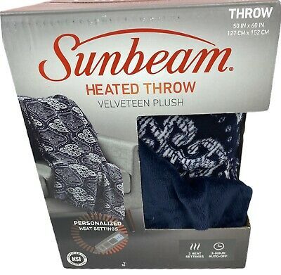 Heated Throw Blanket Electric 3 Heat Settings Sunbeam Microplush 60 X 50 Ebay Sunbeam Heated Throw Blanket Heated Throw