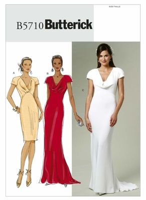 Schnittmuster Butterick 5710 Abendkleid Brautkleid Wasserfallausschnitt 32-48