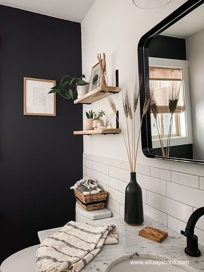 Answering The 6 Most Popular Interior Design Questions About My Home Allisa Jacobs Black Accent Walls Bathroom Design Small Modern Popular Interior Design