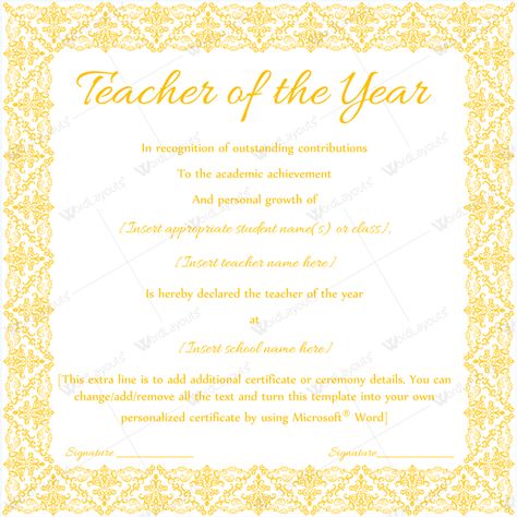13 best Teacher of the Year Award Certificate Templates images on - award certificate template microsoft word 13 best Teacher of the Year Award Certificate Templates images on - award certificate template microsoft word