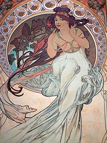 Mucha Accent Tile Mural Kitchen Bathroom Backsplash Art Ceramic Poster girl A Mucha Accent Tile Mural Kitchen Bathroom Backsplash Art Ceramic Poster girl A