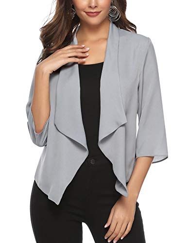 Abollria Women 3//4 Bell Sleeve Solid Chiffon Tunic Blouse Shirt