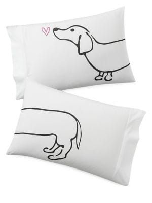 Martha Stewart Two Piece Whim Kiss Dog Dachshund Pillow Case Set Dachshund